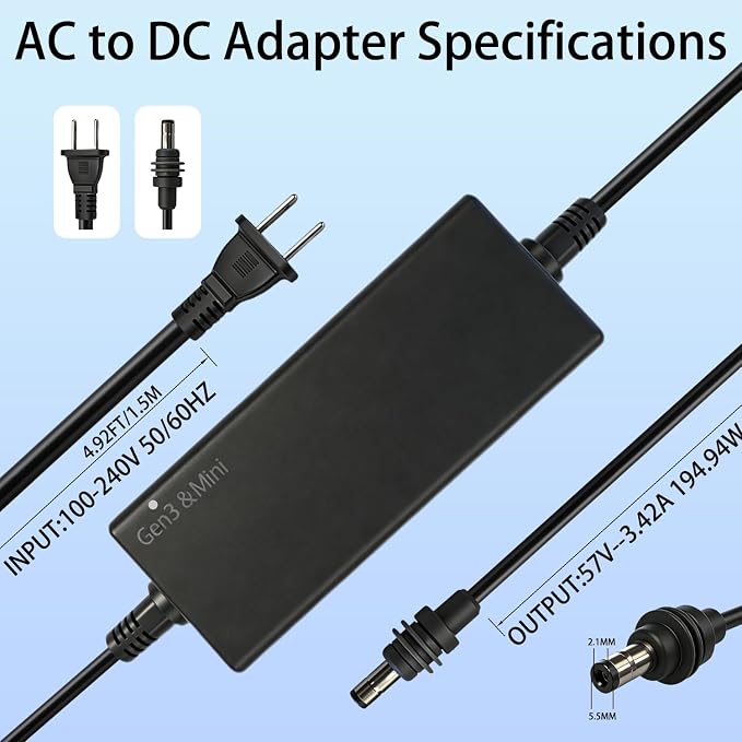 Starlink Power Supply - 195W AC Adapter | Replacement Waterproof Starlink Charger for Mini &Gen3 Standard Kits 16.4FT(5M), 57V 3.42A with Multi-Protection 18AWG