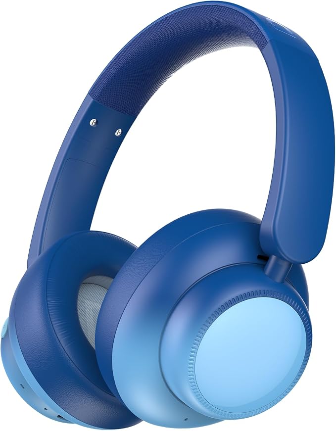 Candy Bila Active Kids Noise Cancelling Headphones, 60H Play Time Kids Bluetooth Headphones, Safe Volume, Bluetooth 6.0, USB C Charging, Headphones for iPad Tablet Airplane,Gradient Blue