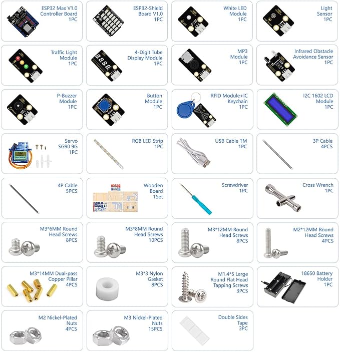4-in-1 ESP32 STEM Smart Traffic Kit Compatible with Arduino, STEM Robotics Science Kit, Engineering Project STEA Activity Gift Suitable for School Education Kit, Family Education for Kids 12+