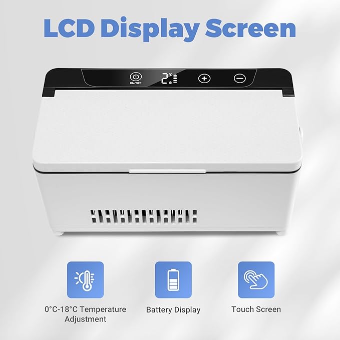 Electric Insulin Cooler Travel Case, Mini Insulin Fridge Box, Portable Insulin Refrigerator, Diabetic Insulin Cooler, TSA Approved Temperature Control LED Display, Rechargeable Battery