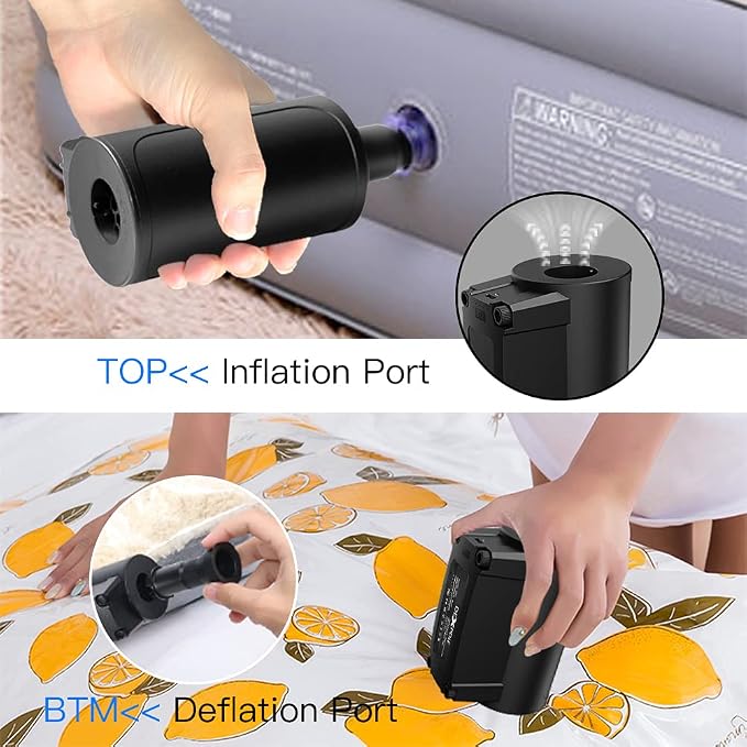 Electric Air Pump, Portable Air Pump for Inflatables, Rechargeable Pumps with Nozzles for Air Mattress,Swimming Rings,Padding Pools