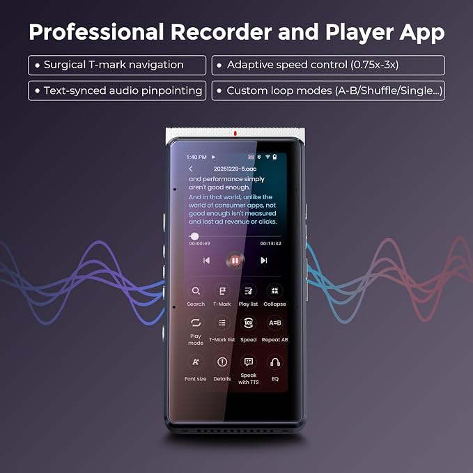 Innioasis PR1 AI Voice Recorder, Transcription & Translation with AI, 3.99 inch 64GB Smart Summarize, Offline AI Processing Note Taker for Meeting & Lectures, Translation for Business Travel, Silver