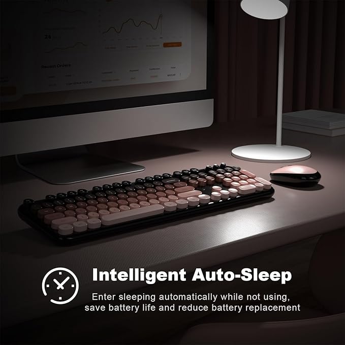 MOFII Wireless Keyboard and Mouse Combo - BlackBerry Gradient Full-Sized Plug and Play Colorful Computer Keyboards - 104 Keys Round Keycap USB 2.4G Cute Keyboard for Windows/Laptop/Mac/Desktop/PC