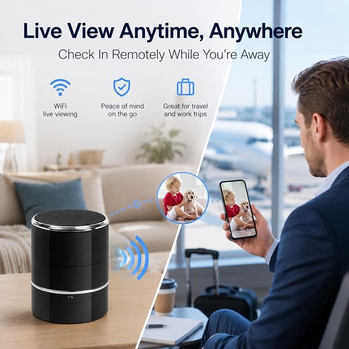 SOPKVL Bluetooth Speaker Dome Camera, 240° Ultra-Wide Angle Lens | WiFi Live Viewing, Motion Detection, Home Office Security, 2.4/5G