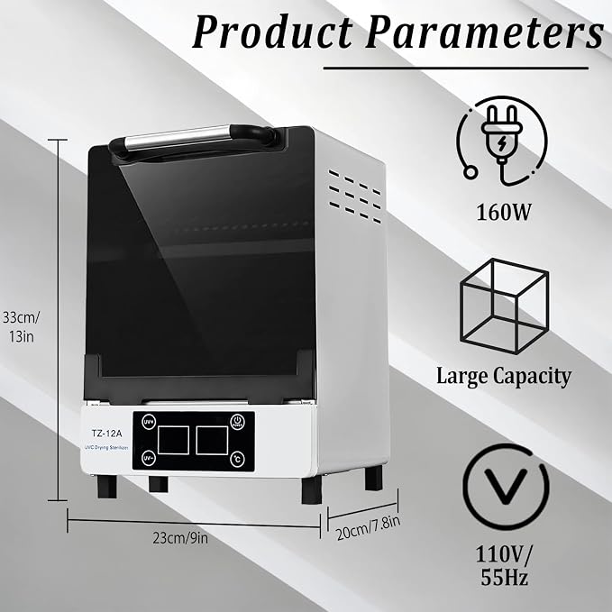 Nail Tool UV Cleaning Cabinet, Large Capacity Stainless Steel Cleaning, with Drying Function, Temperature and Timer Control, up to 60 Minutes, 110V, for Hair Salon Spa Nail Salon