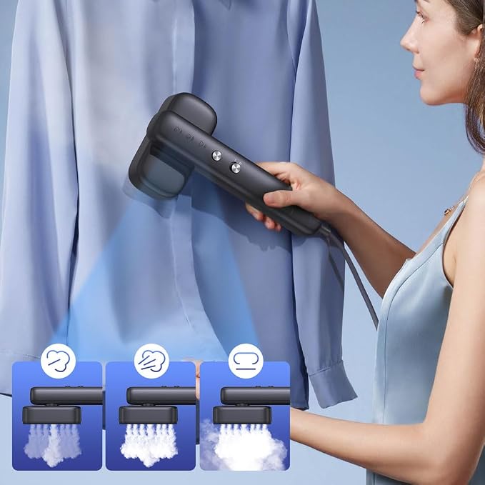 Global Travel Steamer for Clothes,(100V-230V) Dual Voltage Portable 2-in-1 Handheld Steamer & Iron, Travel Safer with Auto-Off - Suitcase Essential for Business Travel & Europe,Grey