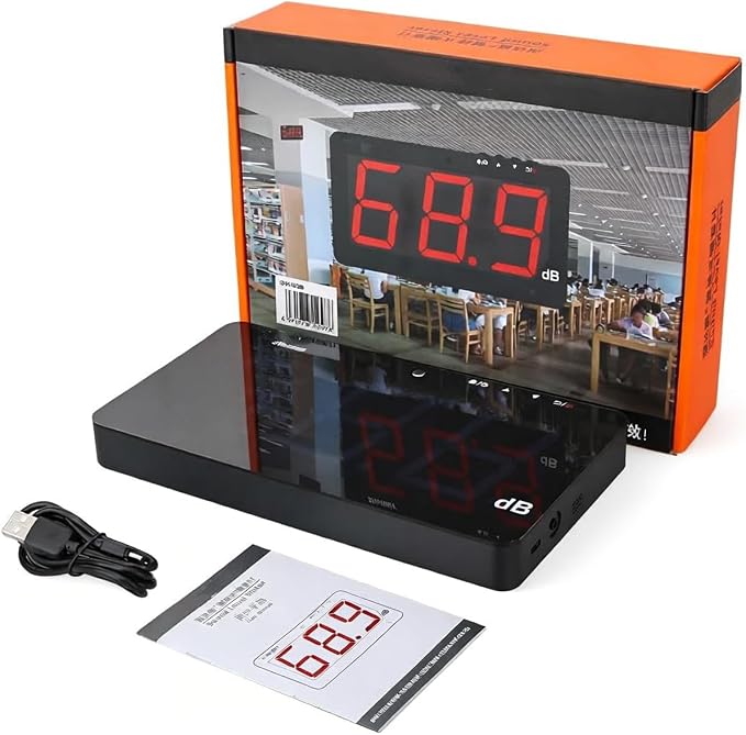 SW-525A Sound Level Meter Tester 30-130db Large Screen Red LCD Display Wall Hanging Type Decibel Noise Measuring with Alarm (Sound Level Meter)