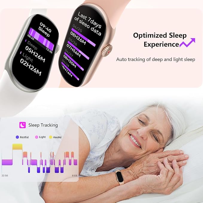 FITVII Slim Fitness Tracker AMOLED with Blood Oxygen, Blood Pressure, 24/7 Heart Rate and Sleep Tracking, IP68 Waterproof Activity Trackers and Smart Watches with Step Tracker, Pedometer for Women Men