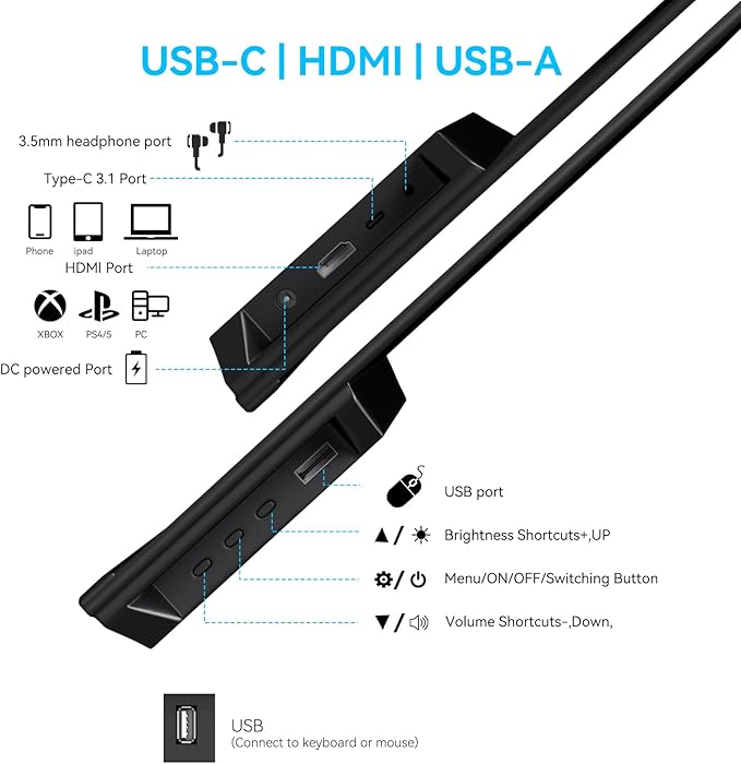 Prechen 23.8" 200hz Portable Touchscreen Monitor 99% sRGB VA FHD 1080P, VESA, Built-in Speaker, w/90°Adjustable Stand USB-C HDMI External Second Touch Screen Display for Laptop/PC/Phone