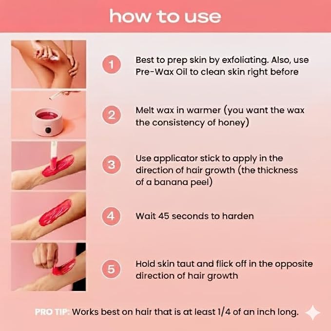 KoluaWax Premium Waxing Kit for Women - Beginner Friendly - Complete Wax Kit that includes 14oz of Wax Beads, Applicator, Pre and Post Care, Suitable for Sensitive Skin (Blush) - Mothers Day Gifts