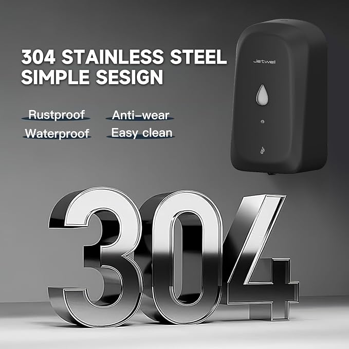 JETWELL Automatic Touch-Less Wall Mount Soap Dispenser and Multifold Paper Towel Dispenser Black