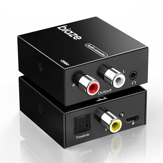 192kHz DAC Digital to Analog Audio Converter, Digital Audio SPDIF Optical Toslink Coaxial to Analog L/R & 3.5mm Jack Converters Optical to RCA Adapter for HDTV, DVD, Blu-Ray Players and PS3/4(1 Pack)
