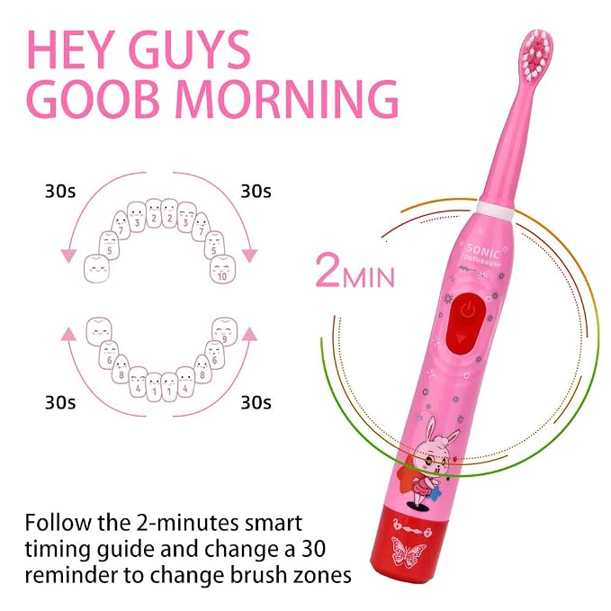 OJV 8620 Musical Electric Toothbrushes 8630 Kids Sonic Electric Toothbrushes (Pink)