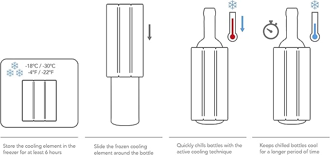 Vacu Vin Elegant Wine Cooler – Black – Active Wine Bottle Chiller with Freezer Sleeve – Modern Insulated Cooler – Keeps Wine Cold Without Ice – Sleek Tabletop Design for Home & Events
