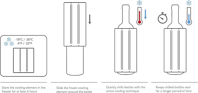 Vacu Vin Wine Cooler Hexo – Graphite – Modern Active Wine Bottle Chiller with Removable Cooling Sleeve – Geometric Design – Reusable, Ice-Free Cooler – Fits Standard Bottles – Tabletop Wine Accessory
