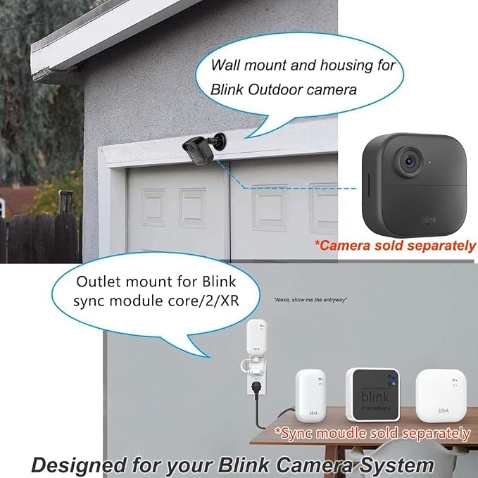 All-New Blink Outdoor Camera Surveillance Mount, 8 Pack Weatherproof Protective Housing and 360 Degree Adjustable Mount for Blink Outdoor 4/Outdoor 2K+/3rd Gen Camera, Black (Camera Not Included)