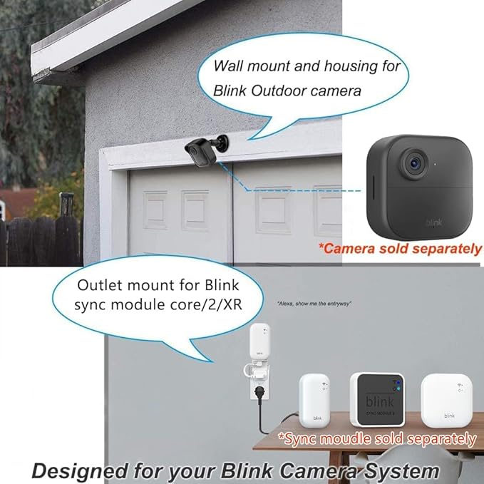 All-New Blink Outdoor Camera Surveillance Mount, 4 Pack Weatherproof Protective Housing and 360 Degree Adjustable Mount for Blink Outdoor 4/Outdoor 2K+/3rd Gen Camera, Black (Camera Not Included)