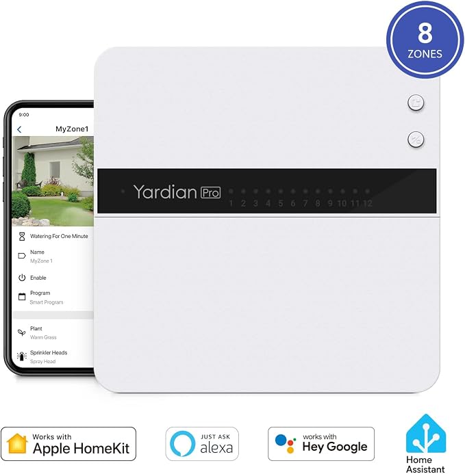 Yardian Pro Smart Sprinkler Controller (6-Zone) – Easy DIY Install, Apple HomeKit, Ethernet & Wi-Fi, Manual Buttons, Weather-Based Scheduling