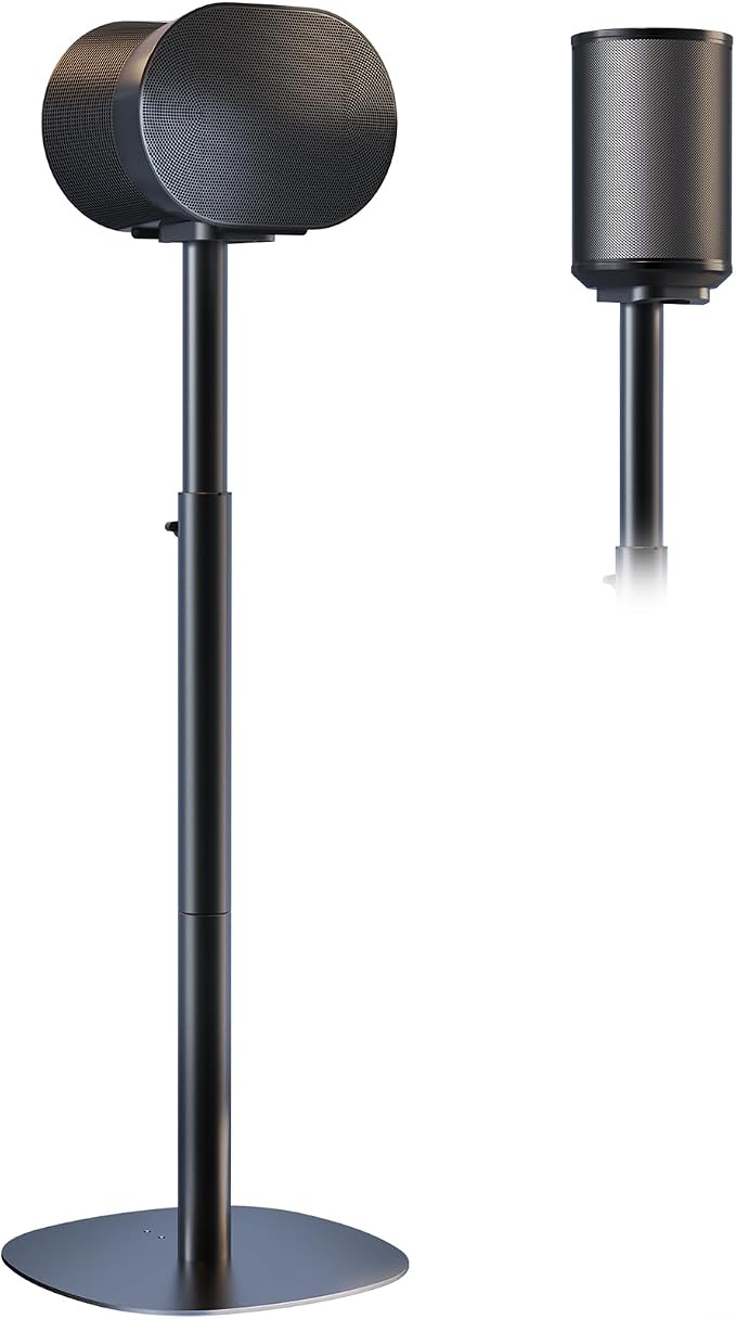 Single Speaker Stand Compatible with Sonos Era 100 SL, Era-100 & Era-300-29.1''–39'' Height Adjustable Floor Stands, Two Base Holes for Space-Saving Placement, Max Load 11 Lbs, 1 Pack, Black