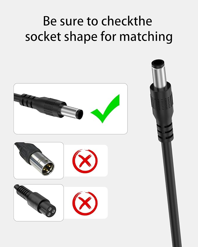 VHBW 42V 2A Electric Skateboard Charger Compatible with Meepo V1 V2 V5 MINI2 ER MINI 2S ER MINI5 V3 V3S V3 ER V3S ER MINI 3S NLS PRO AWD PRO Electric Skateboard,