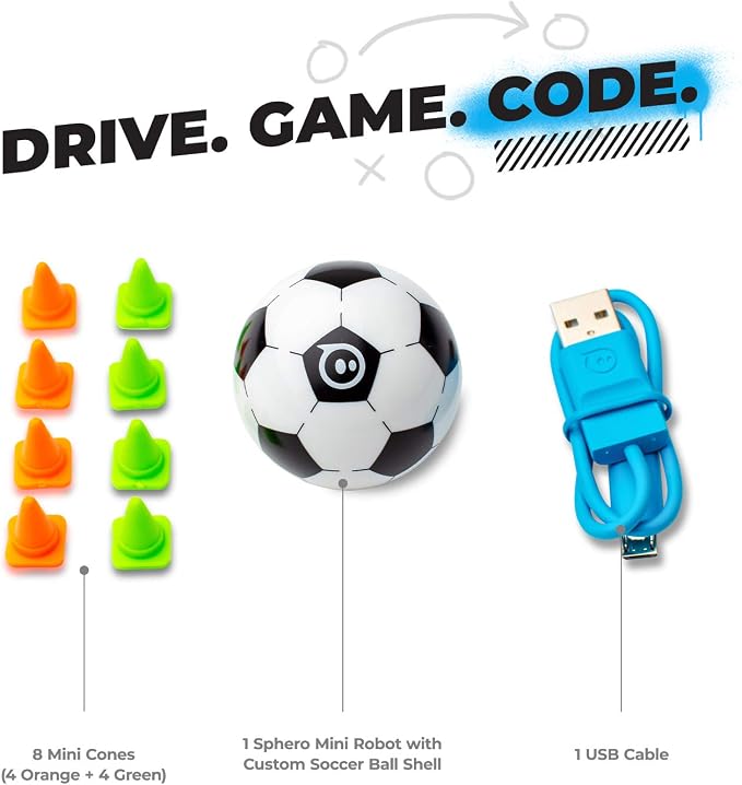 Sphero Mini Soccer Coding Robot Ball | Educational Coding and Gaming, Ages 8+, Bluetooth Connectivity, Interactive and Fun Learning Experience, For Kids and Teens