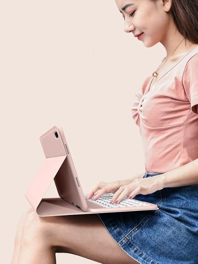 kaitesi Keyboard Case for iPad Pro 11 inch (M5, 2025) Case with Detachable Round Key Color Keyboard Cover Supports Pencil Magnetic Charging,Mint Green