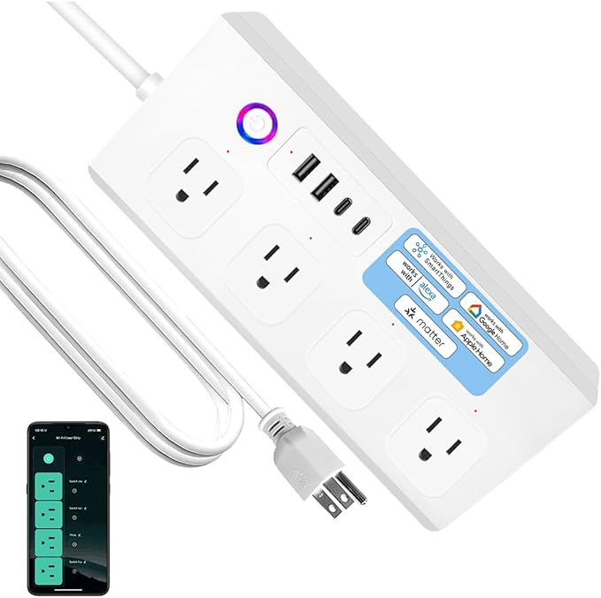 Smart Power Strip, UseeLink ZigBee Surge Protector,White
