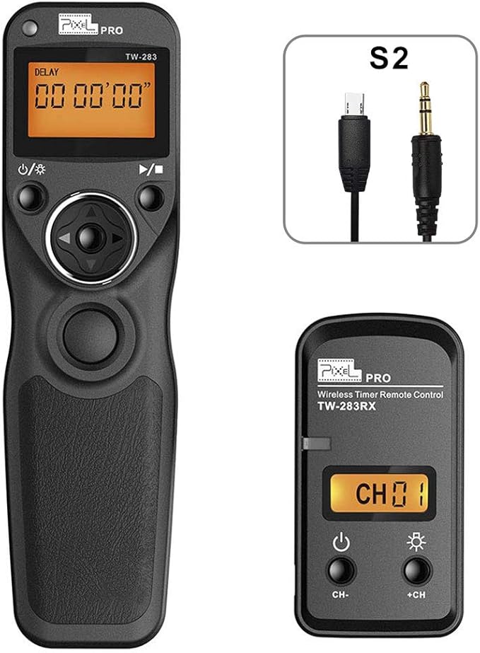 Wireless Remote Shutter Compatible for Sony PIXEL TW-283 S2 Wired Timer Remote Control Compatible for Sony A99II, A77II, A58, A68, A7, A7II, A7R, A7RII, A7S, A7SII, A3000, A5100, A5000 A6000