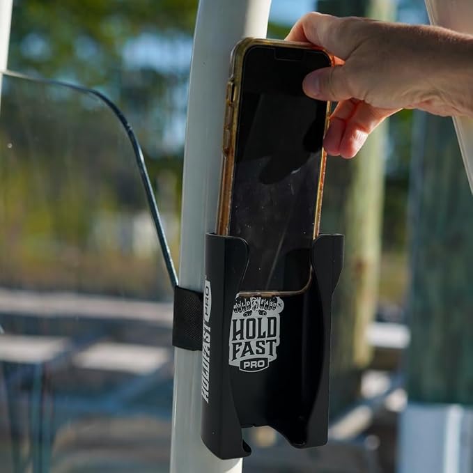 Golf Cart Phone Holder, Universal Phone Caddy for Golf Carts | Secure Mount for Square Struts & Round Poles, Fits Large Phones and Thick Cases, No Tools Needed