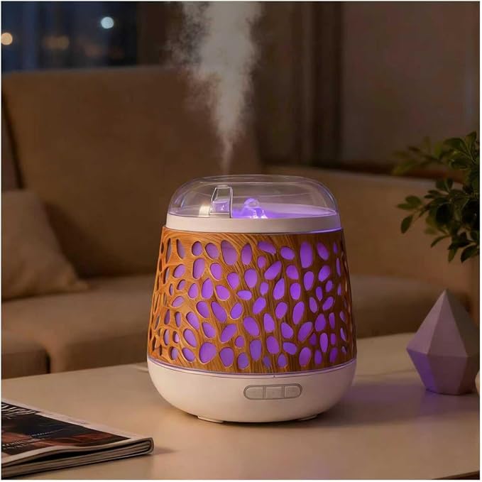 Weljoy Dancing Water Essential Oil Diffuser with 8 Colors Night Light, Multiple diffusing Modes, Humidifier, Relaxing Water Flow Sounds, White Noise, 500ml Water Tank, Mood Light for Home Decor (DW01)