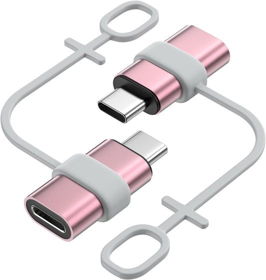 MoKo Lightning to USB C Adapter 2Pack, NOT for Lightning Earbuds/Headphones/OTG, USB-C to Lightning Adapter for iPhone Air 17 16 15 Pro Max Plus,iPad Pro/Air,Galaxy,ONLY for Charging/Data Sync, Pink