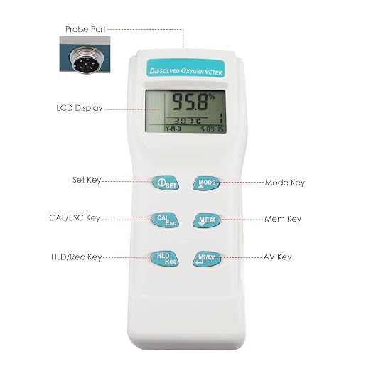 Dissolved Oxygen Meter Data Logger DO Meter with Electrode Portable Digital DO & Temperature Tester with 99 Groups Recording, Dissolved Oxygen Meter Analyzer for Aquarium/Hydroponics/Ponds/Water/Home