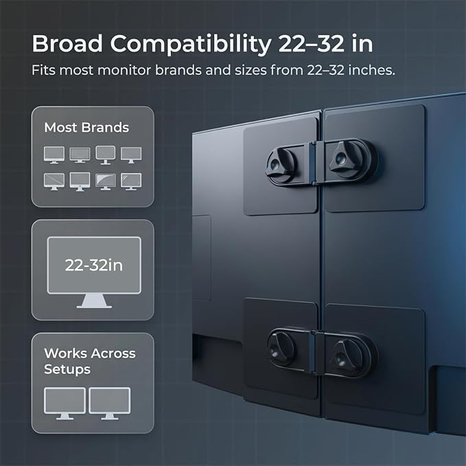 2-Pack Universal Magnetic Monitor Connection Bracket Compatible with All Computer Monitors Curved and Flat Screen Adjustable Magnetic Monitor Alignment Tool with Strong Adhesive