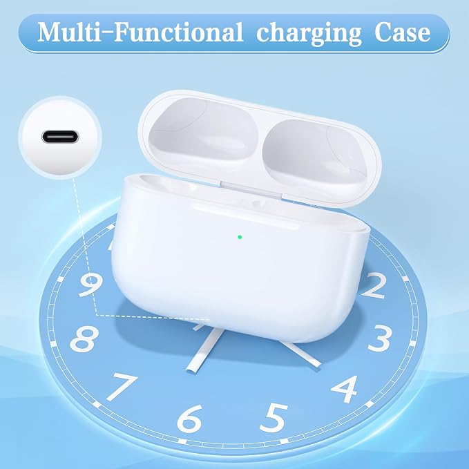 Replacement Wireless Charging Case Compatible for Airpods Pro 3 Charger case with Type-C Charging Port Replacement for Airpods Pro 3 Charging case Support Wireless Airpods pro 3 Charging case