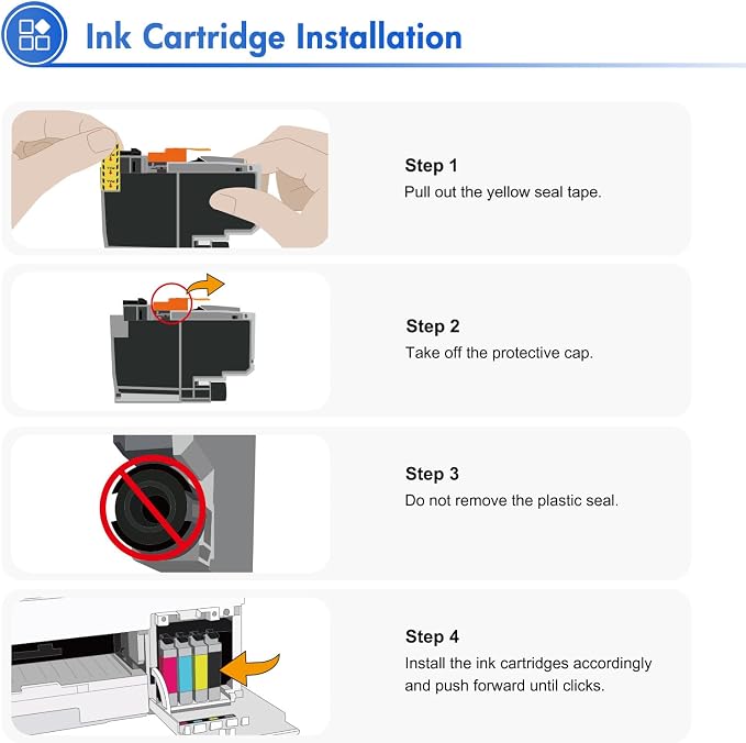 LC404 LC404XL Ink Cartridges for Brother Printer 404 XL LC 404XL for MFC-J1205W MFC-J1215W MFC J1205W J1215W 4 Pack High Yields Black Cyan Magenta Yellow