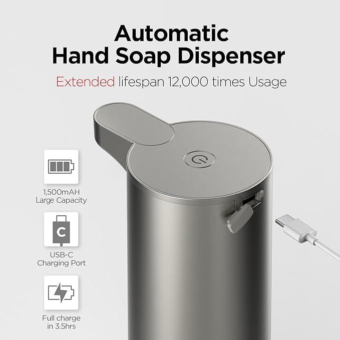 Mooas Visual Waterproof Shower Clock & Automatic Soap Dispenser Touchless Motion Hand Soap Dispenser for Kichen & Bathroom