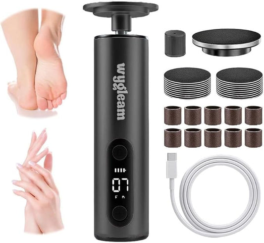 Electric Callus Remover for Feet & Nail File Drill Kit - 2 in 1 Rechargeable Pedicure Tools for Flawless Feet - Professional Foot File with 3 Speeds for Dead Skin Removal - At Home Pedicure