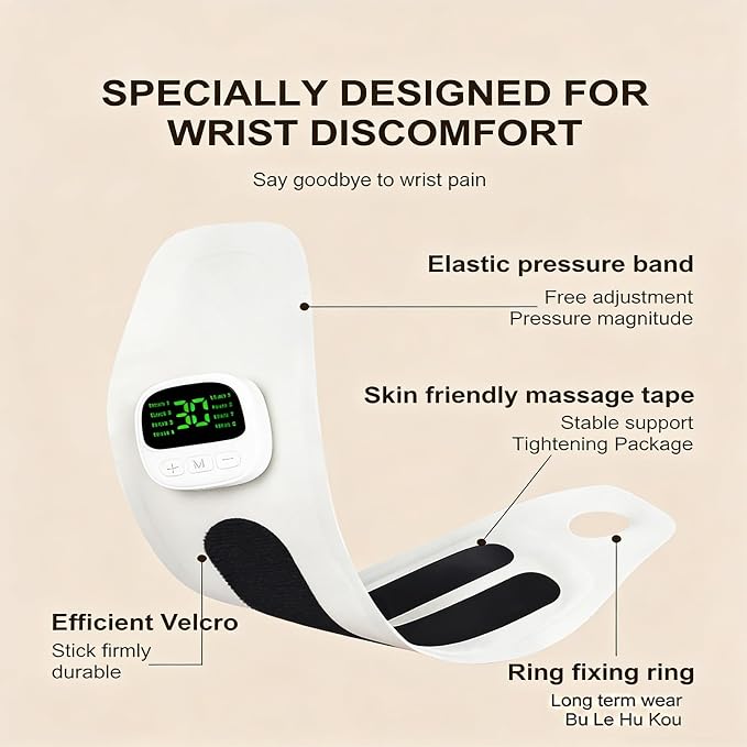Carpal Tunnel Wrist Massager, 8 Modes & 30 Levels 360° Ergonomic Surround Support Wrist Massager, Detachable Main Unit, Adjustable Thumb Loop for Home/Workplace Hand Pain Relief