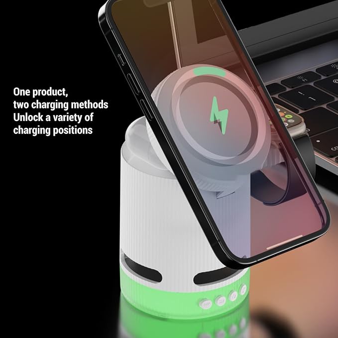 4 in 1 Magnetic Wireless Charging Station, Magnetic Phone & Watch Charger Station, Fast Charging RGB Charger for Phone Earbud Watch