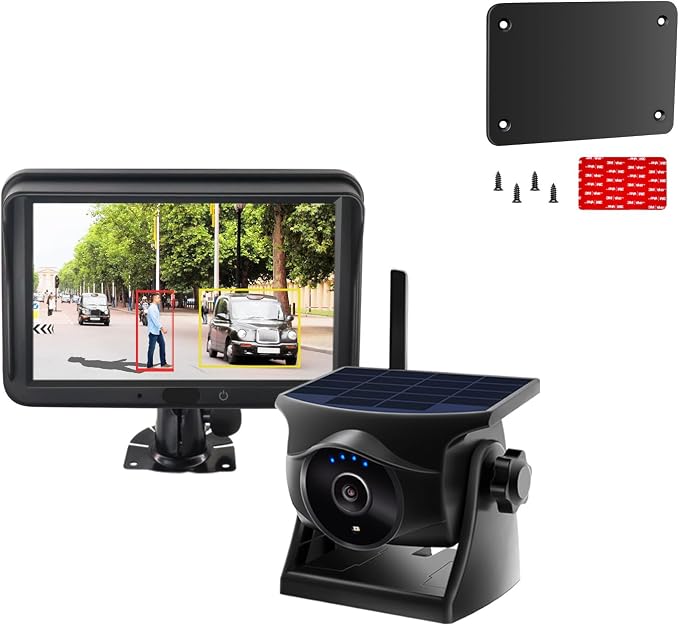 AI Magnetic Solar Wireless Backup Camera with Metal Mounting Plate