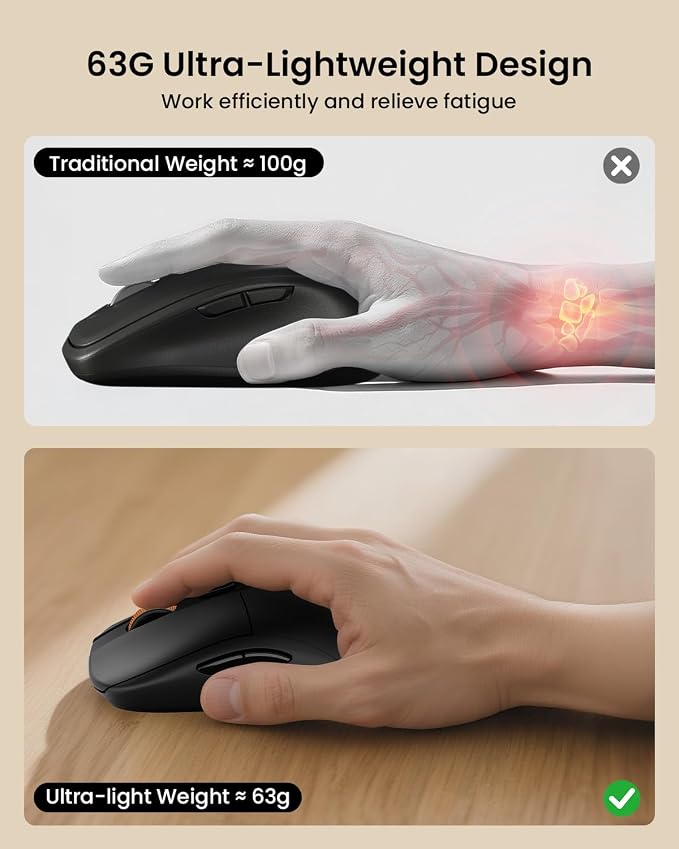ProtoArc KM310 Mechanical Keyboard and Mouse, Wireless Rechargeable Aluminum Keyboard Mouse, 2.4G+Dual Bluetooth, Linear Red Switches, Multi-Device, No Backlight, for Windows/Mac - Black