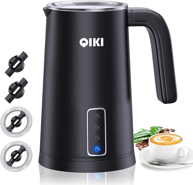 GUGTTR Milk Frother, 4-in-1 Electric Milk Steamer, 8.5oz/250 mL with 4 Whisk, Automatic Warm & Cold Foam Maker and Milk Warmer for Coffee, Latte, Cappuccino, Macchiato, Hot Chocolate (Black)
