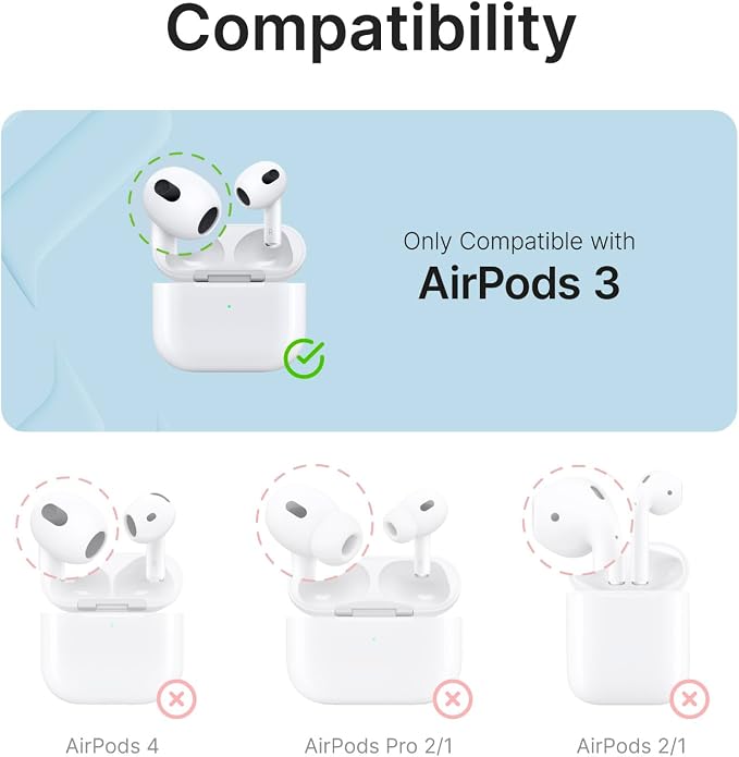 Catalyst Waterproof Case for AirPods 3rd Generation - Wireless and USB-C Charging Compatible AirPods 3rd Generation Case, Drop Protection AirPod Case 3rd Generation One Piece Design with Carabiner