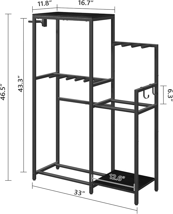 MAHANCRIS Multi-Guitar Rack, for Acoustic, Electric, Bass, Ukulele, Banjo, 5 Guitars, AMP Stand, Record Rack, Accessory Holder, EVA Cover, Home Studio, Black GSHB8501