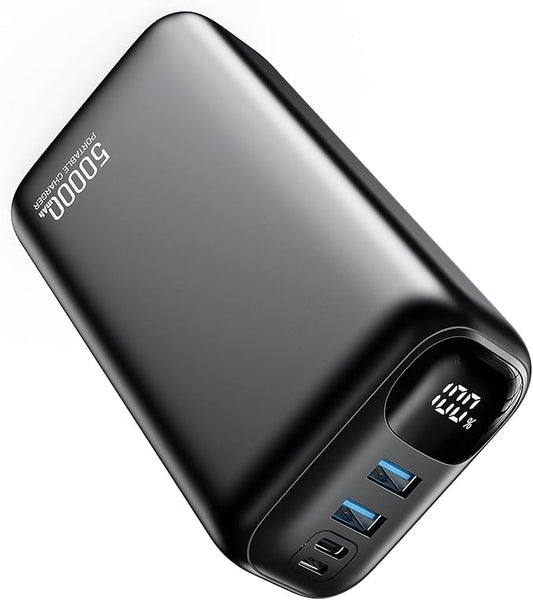 PIFFA Portable Charger Power Bank - 50000mAh Battery Pack, 22.5W Fast Charging Powerbank,Travel Essential for Portable Phone Charger, USB-C Phone Charger for iPhone 17/16/15/14/13 Samsung Google-Dark