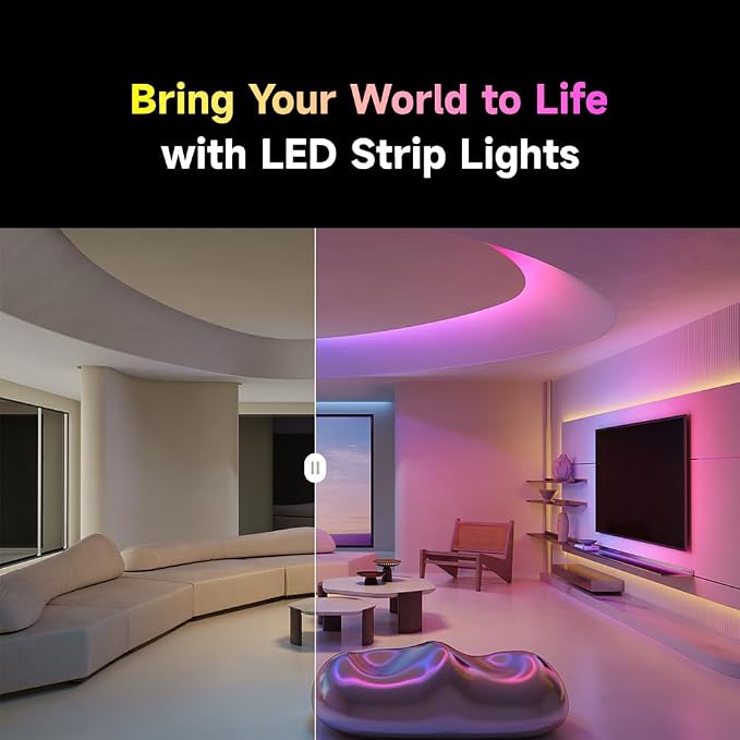 DREAME RGB IC LED Light Strip, 4-in-1 Technology Music Sync Color Changing Lights, 60 LEDs/m High Density Bright DIY 50 Segments, Works with Matter Alexa Google Home, Waterproof for Home Party Deco