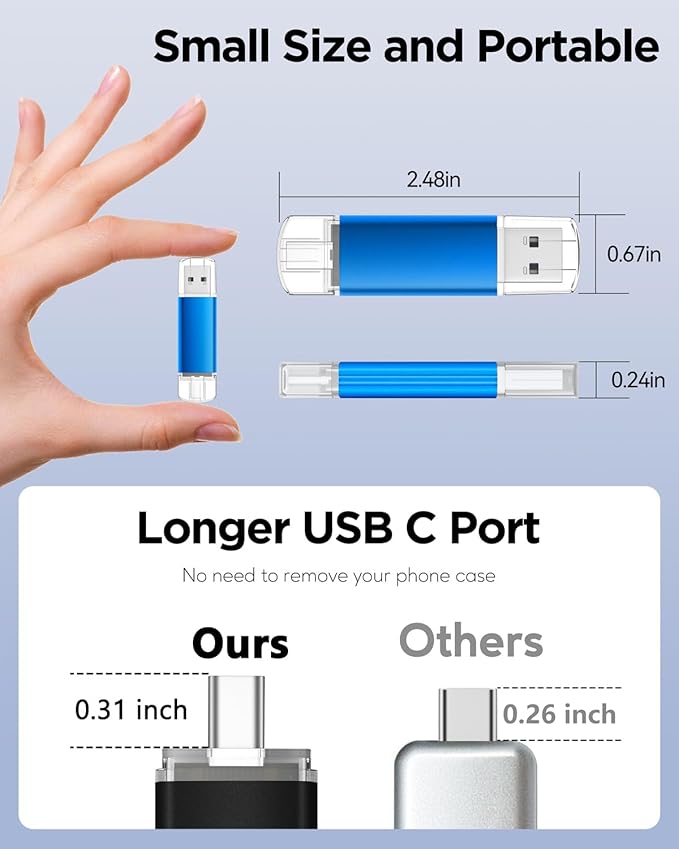 AreTop 64GB USB C Thumb Drive USB 2.0 Dual Flash Drive 64GB USB Drive 2-in-1 Portable Type-C Memory Stick for Android Smartphone, Computers, MacBook, Tablets, PC, 5 Pack