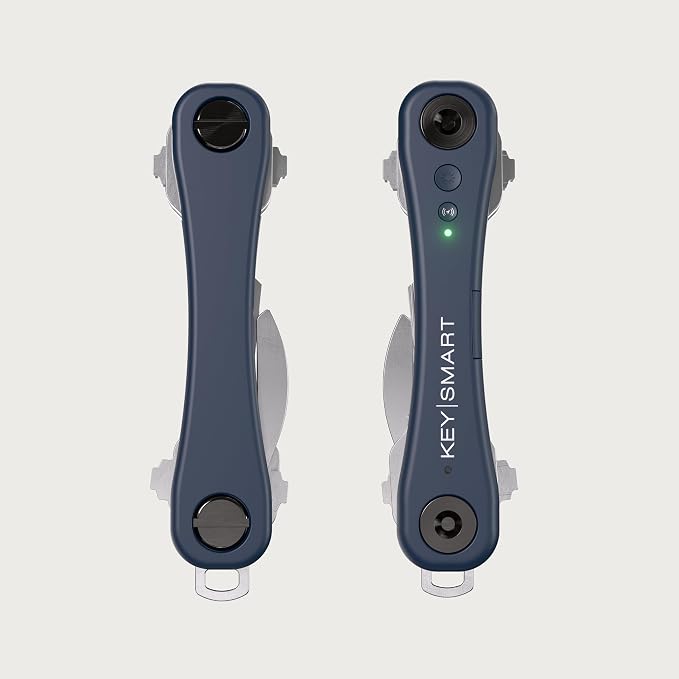 KeySmart iPro - Key Finder Locator with Sound, Keychain Key Holder, Apple Find My App Compatible, Key Organizer, Compact Clutter-Free Key Chain Tracker, Rechargeable Battery (Up to 14 Keys, Blue)