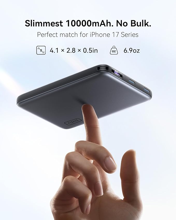 INIU for MagSafe Power Bank, Slimmest 25W Qi2.2 10000mAh Magnetic Portable Charger, 45W PD Fast Charging with USB C Cable, Battery Pack for iPhone Air 17 16 15 14 13 12 Only, Purple