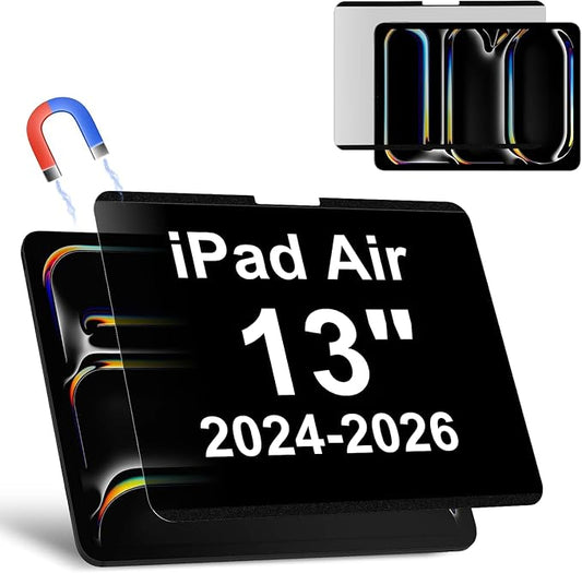 Magnetic Privacy Screen Protector Compatible with iPad Air 13 Inch 2024-2026 (M2/M3/M4, 6th/7th/8th Gen), Removable Anti Blue Light Glare Spy Filter, High Sensitive Bubble-Free Black Security Private Shield